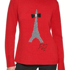 Karl Lagerfeld Red Sweater with Eiffel Tower Design size M - new without tags